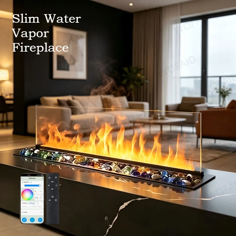 3D Steam Water Vapor Fireplace 100cm Insert, Built-in Electric Fireplace Luxury Gold Mist Fireplace Flame No Heating Fire Pit