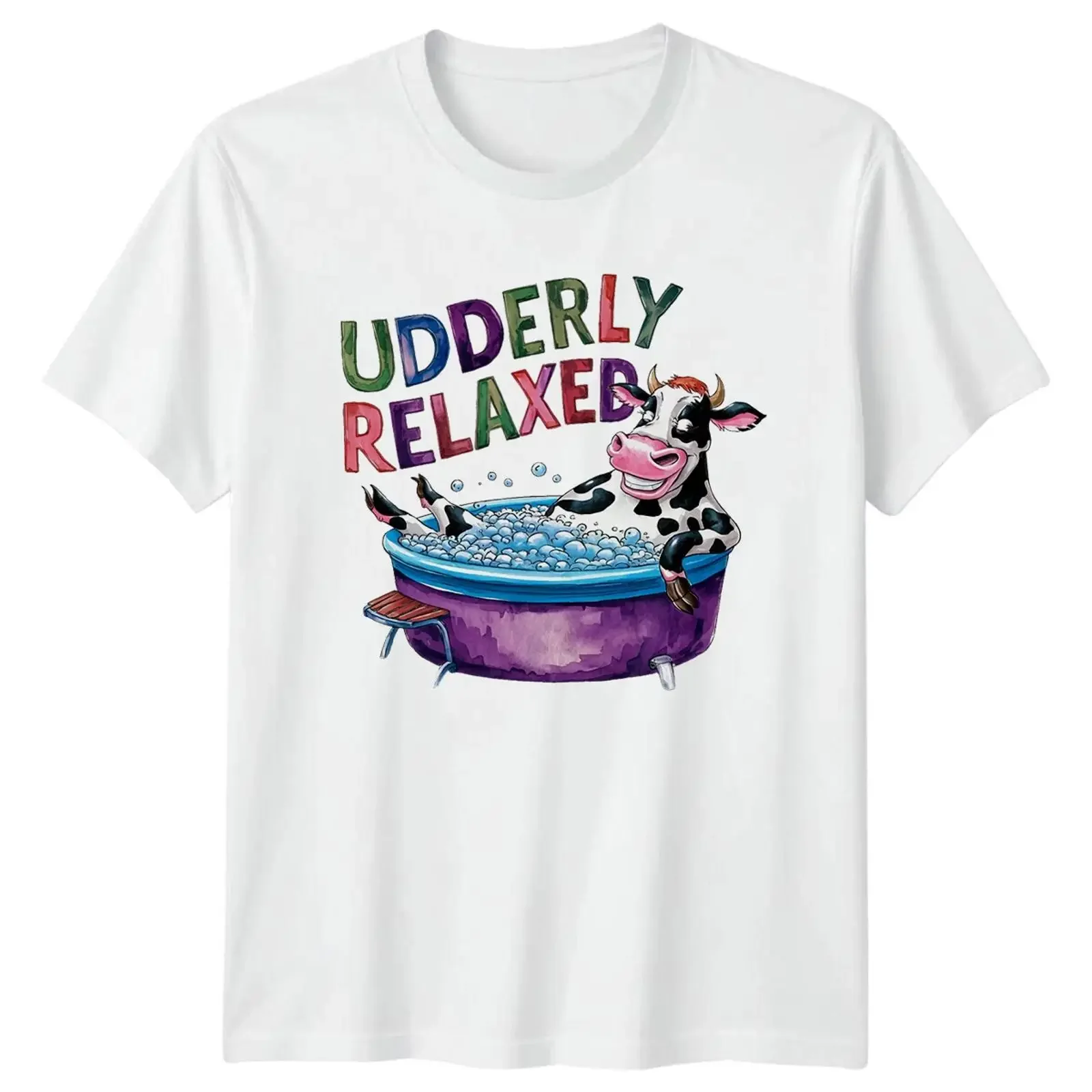 T shirt udder relaxed cow funny animal pun gift bathing tea vintage Washed Slightly designer clothes Stretched streetwear
