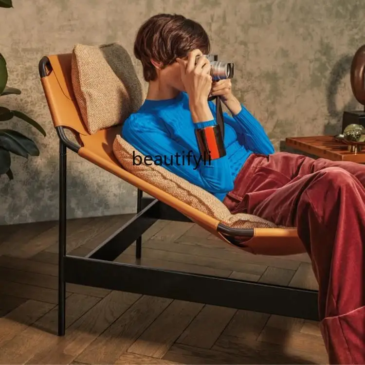 Designer Modern Single Armchair Leather Recumbent Chair Home Leisure Back Chair