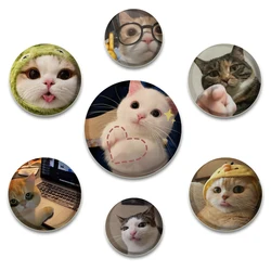 32/44/58mm Funny Cute Cat Soft Button Pins Cool Meme Pack Icon Creative Round Pin Cartoon Badge DIY Backpack Hat Gifts