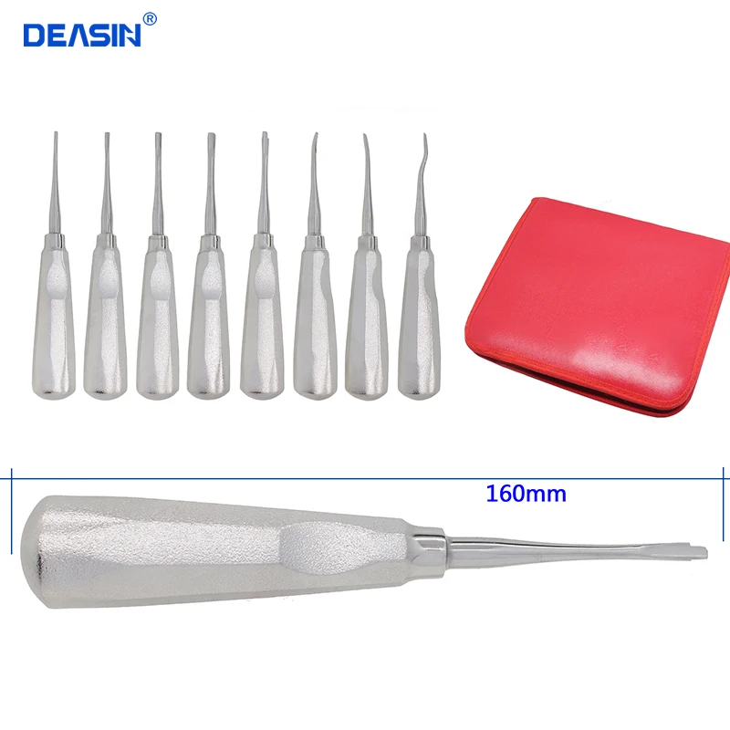 8pcs/set Dental Elevator Oral Tooth Loosening Root Extraction Minimally Invasive Spade tip Kit Stright/Curved Head Dentist Tool