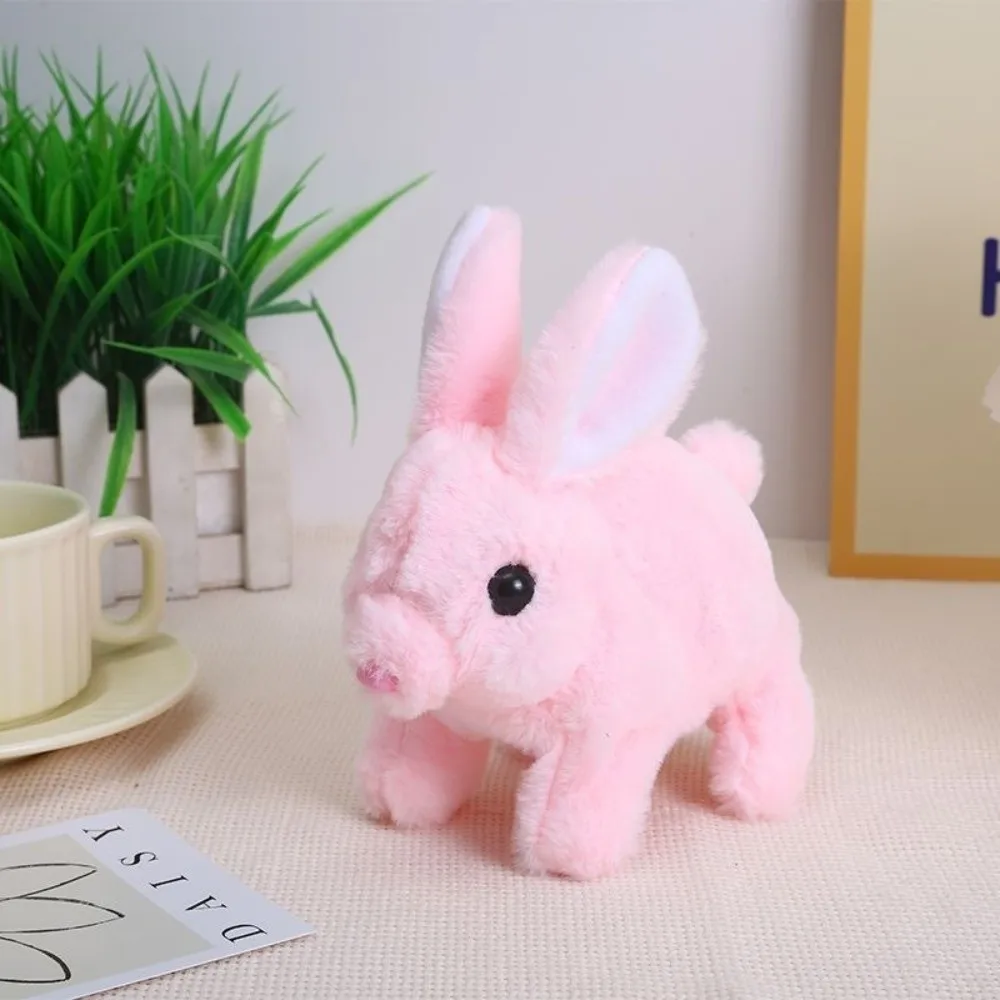 Walking Wiggle Ears Interactive Rabbit Toys Wag Tail Lifelike Simulation Electric Bunny Plush Sound And Action