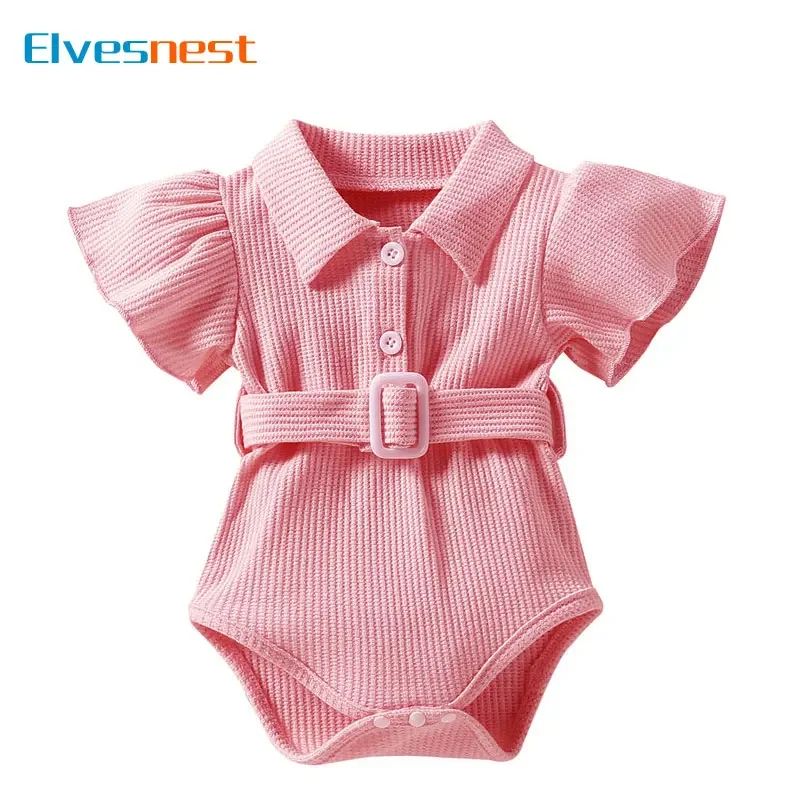

Fashion Solid Color Newborn Clothes Girls Bodysuits Summer Baby Girl Clothes Cotton Short Sleeve Infant Clothing 3-24 Months