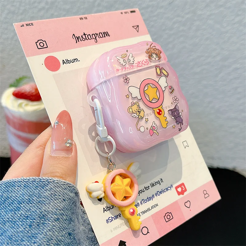 Cute Star Wings Headphone Cover for Airpods Pro 2 Cartoon Pink earphone Charging box for Airpods 4 3 2 1 Half Clear Color Funda
