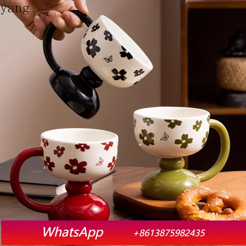 

LMM ceramic mug large capacity retro style girl high value milk cup