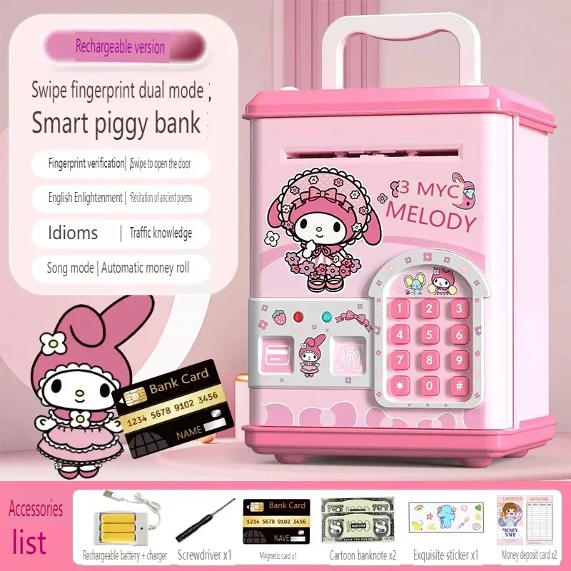 Kawaii Sanrio Cinnamoroll Piggy Bank My Melody Black Beauty Can Only Enter and Exit The Lock Box Piggy Bank Children's Gift