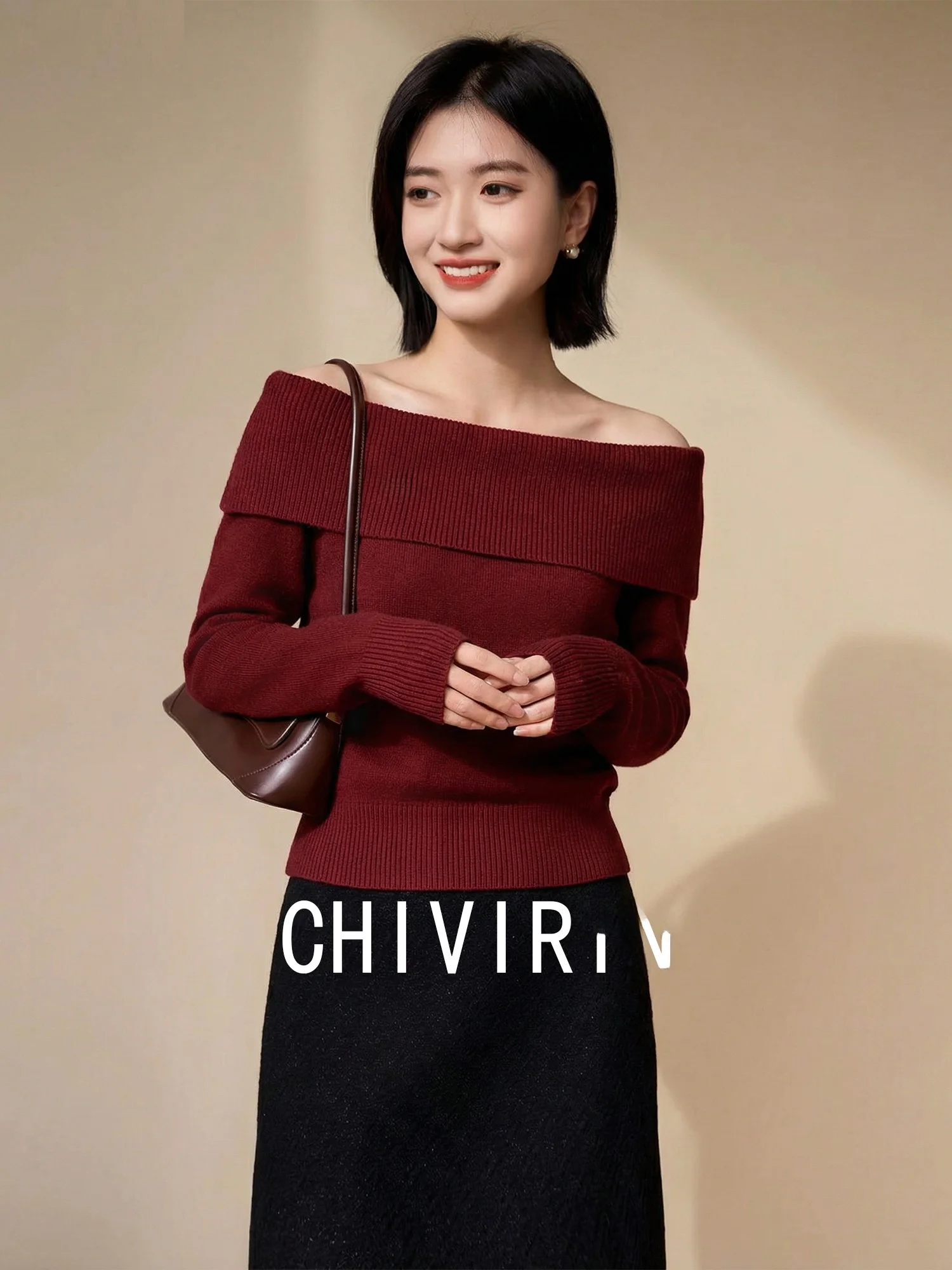 

Вязаный свитер Chivirin из шерстяной смеси, весна-осень, новый, на одно плечо, женский, теплый, модный, белый, подчеркивающий фигуру