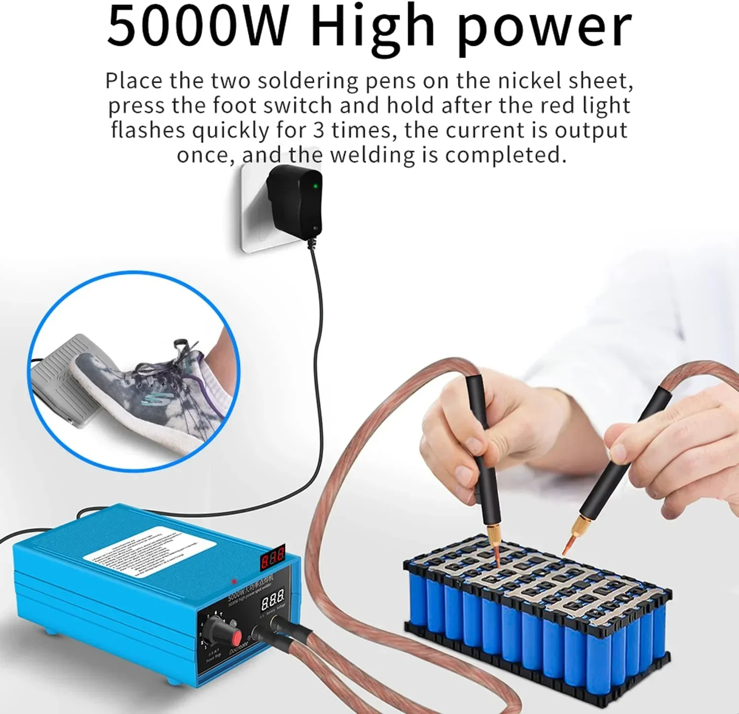 

NEW Docreate 5000W Handheld Portable Spot Welder Machine DIY Kit For 18650 Battery Pack Welding Tools