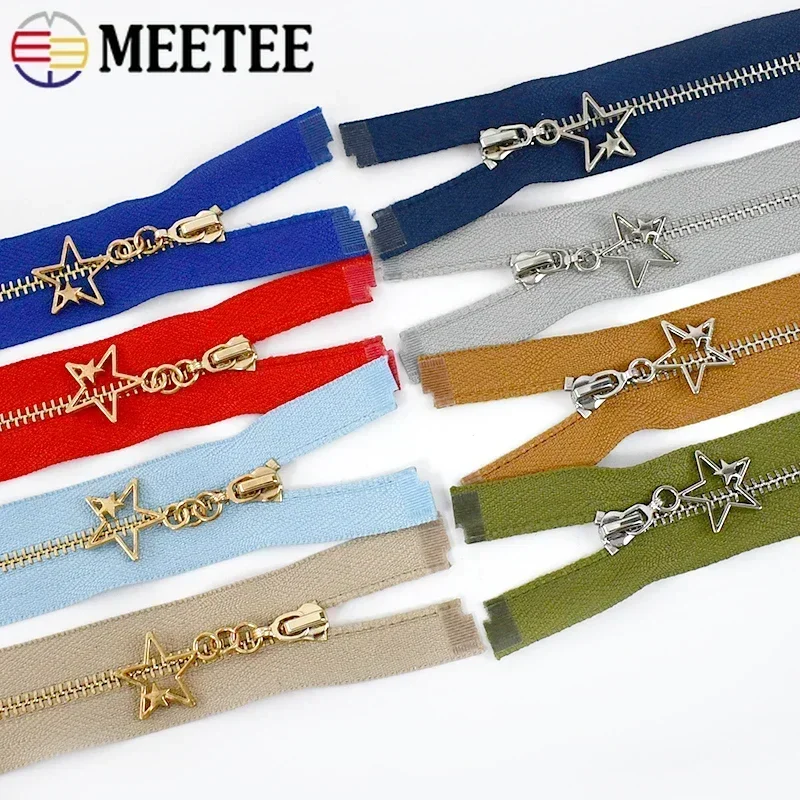 Meetee 3Pcs 3# 15-70cm Zipper Closure Metal Zippers for Clothes Bag Sewing Zips Easy Repairs Zip Repair Kit Decor DIY Accessory