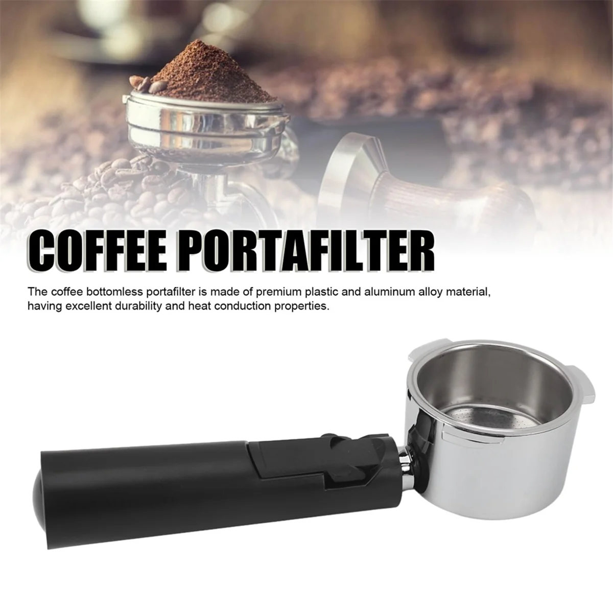 مقبض القهوة فلتر القهوة المصنوع من سبائك الألومنيوم، فلتر القهوة بدون قاع مقاس 51 مم لآلات القهوة