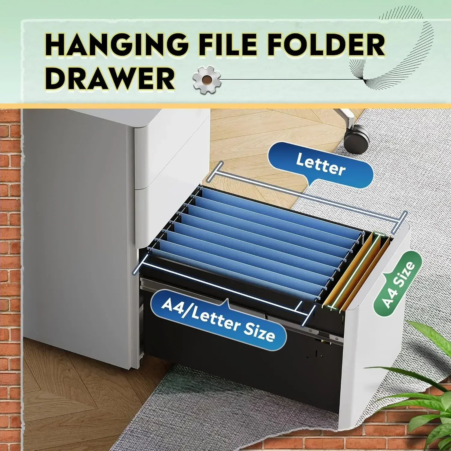 [XMSJ-Limited Stock, Buy Now!]3-Drawer Slim Vertical File Cabinet, Fully Assembled Except Casters, Legal/Letter Size, White