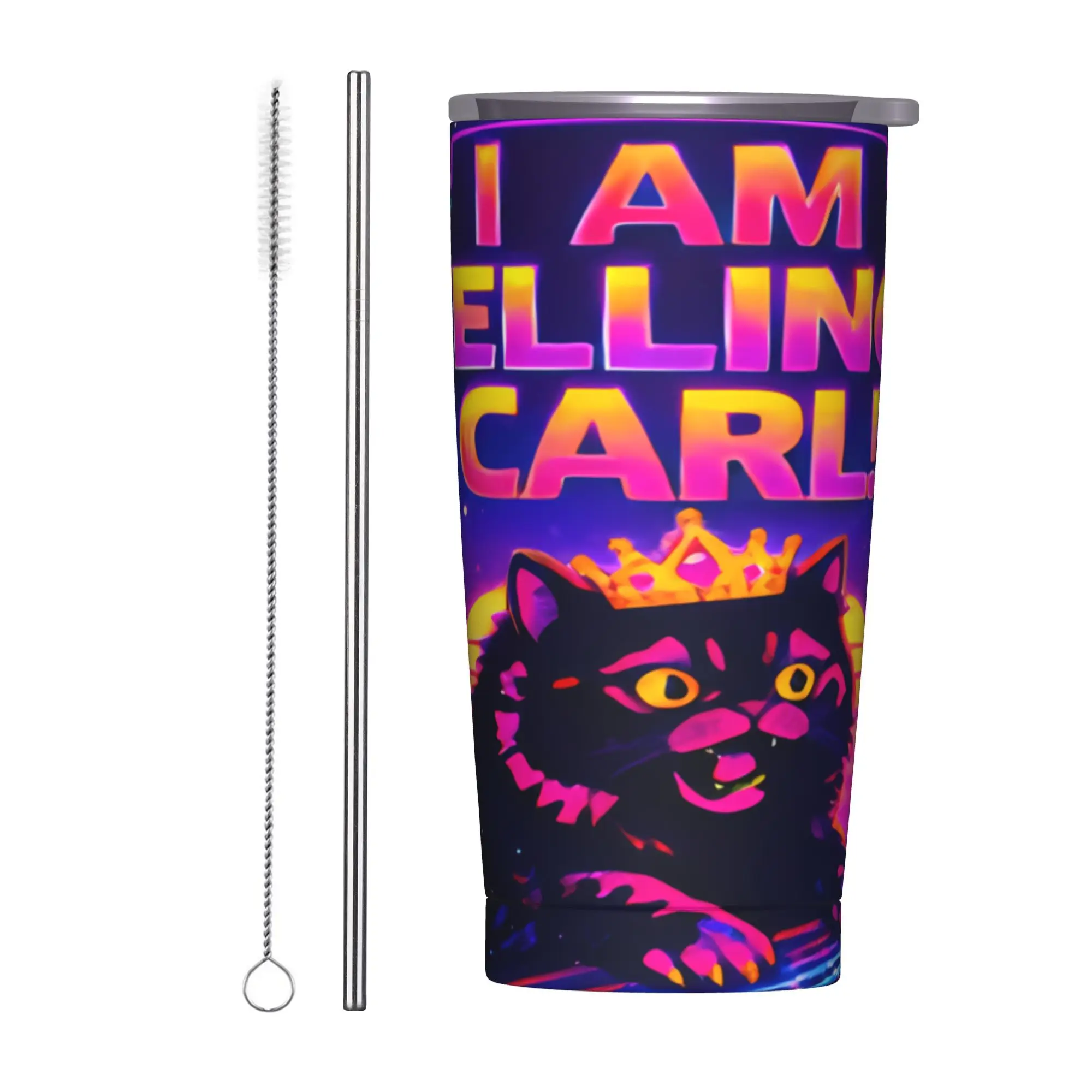 I Am Yelling Carl Donut Cat Meme Tumbler  Heat Preservation Hot Drinks Water Bottle Stainless Steel Camping Car Mugs