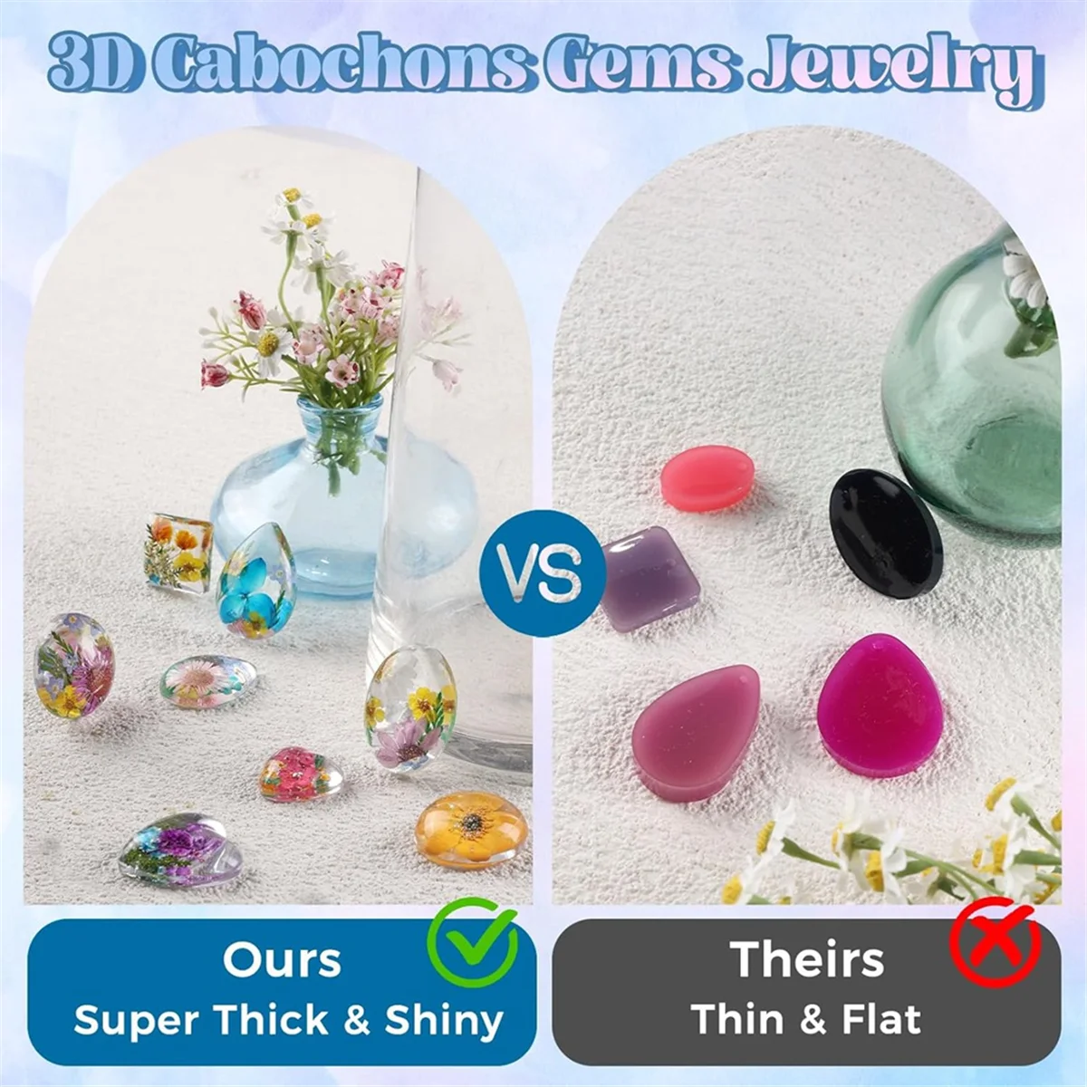 

NEW Cabochon Gems Resin Molds, Epoxy Molds for Beginner, Jewelry Making Kits for Pendant,Earrings,Necklace,Keychains