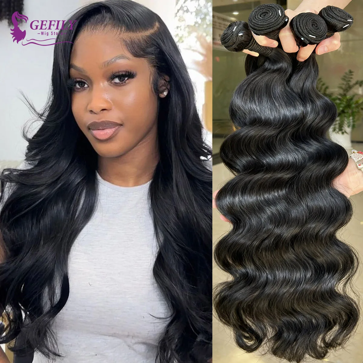 

32 34-дюймовые пучки человеческих волос с объемной волной 16A 100% необработанные бразильские пучки волос Remy, волнистые наращивание волос с двойным утком