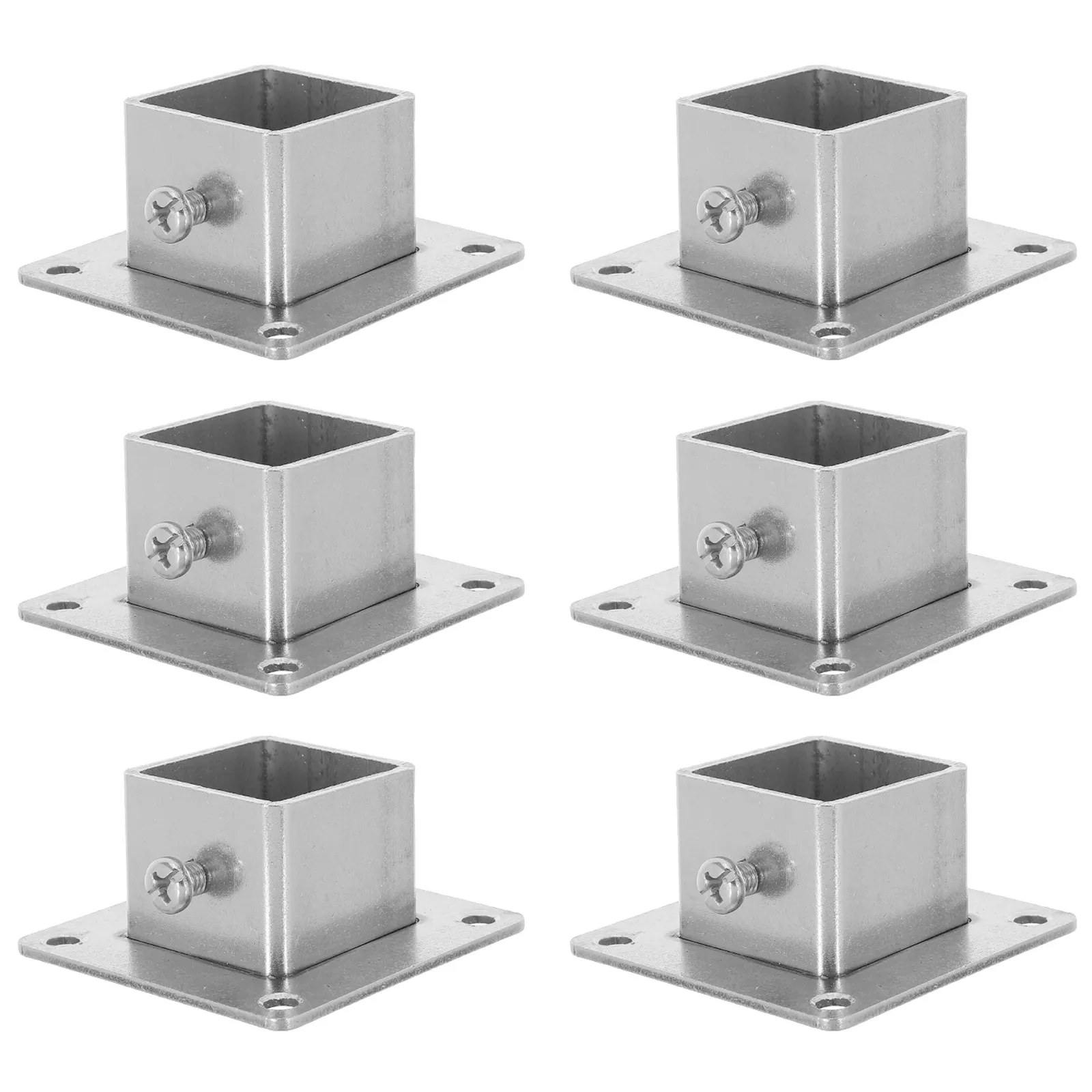 6PCS Stainless Steel Square Post Flange Base – Heavy-Duty Anchor Plate for Fence, Deck & Railing Support