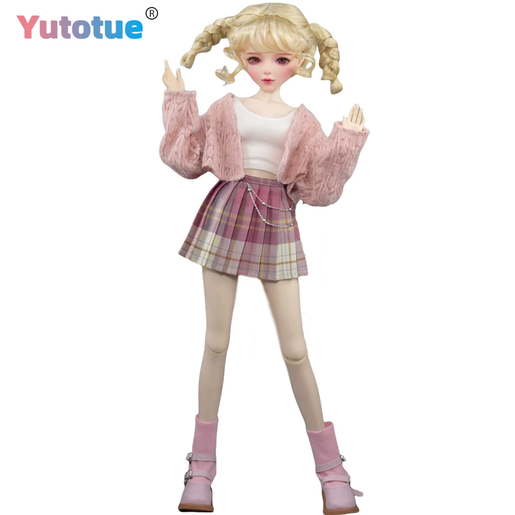 

YUTOTUE 1/3 BJD Doll Toy Cute 22 inch Girl Doll with Sweater Vest Dress Shoes Full Set Lifelike