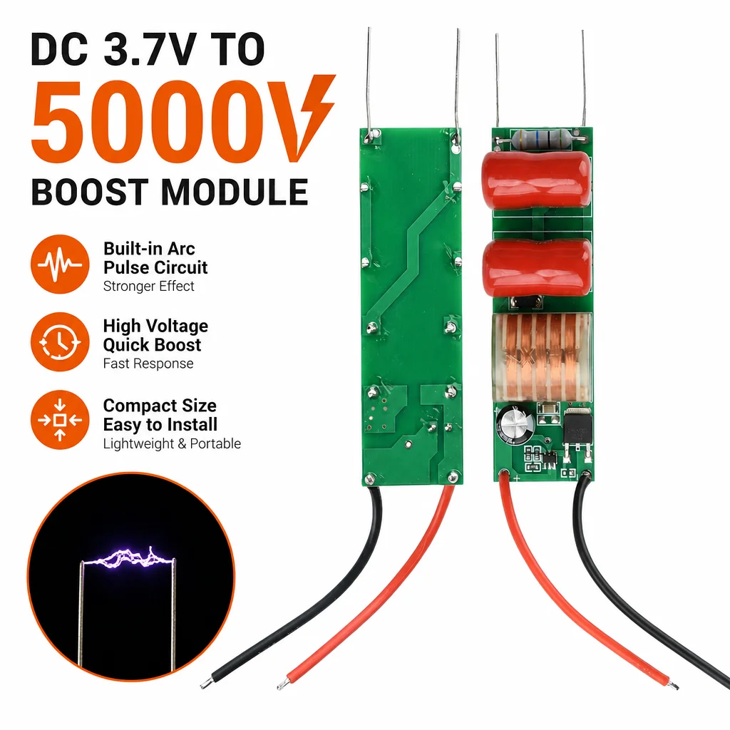DC 3,7V auf 3KV 5KV Lichtbogen-Pulstransformator 3000V 5000V Hochspannungsgenerator Mückenvernichter DIY-Kit Mini-Boost-Aufwärtswandler – Detail 3