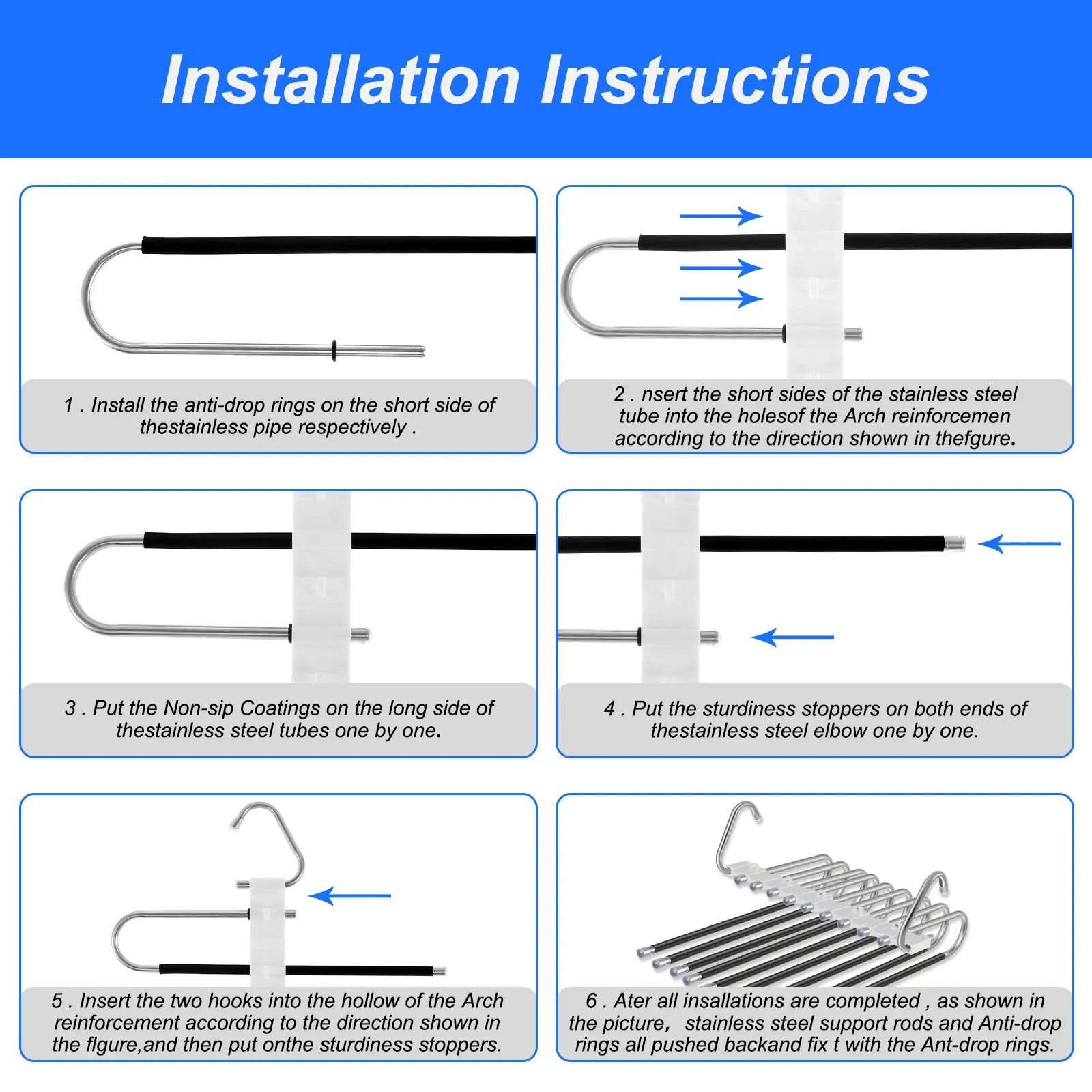 Pants Hanger Non-Slip Closet Wardrobe Clothes Organizer Rack Space Saving Multiple Layers Clothes Hanger for Scarf Ties Trousers