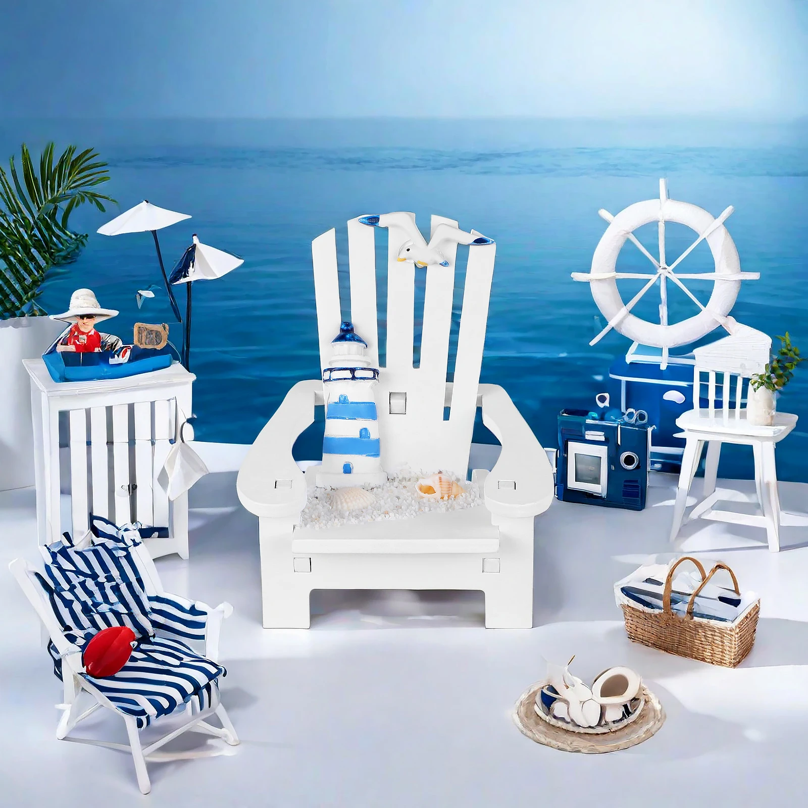 

Beach Chair Decoration Realistic Lighthouse Home Accessory Ornaments Wooden