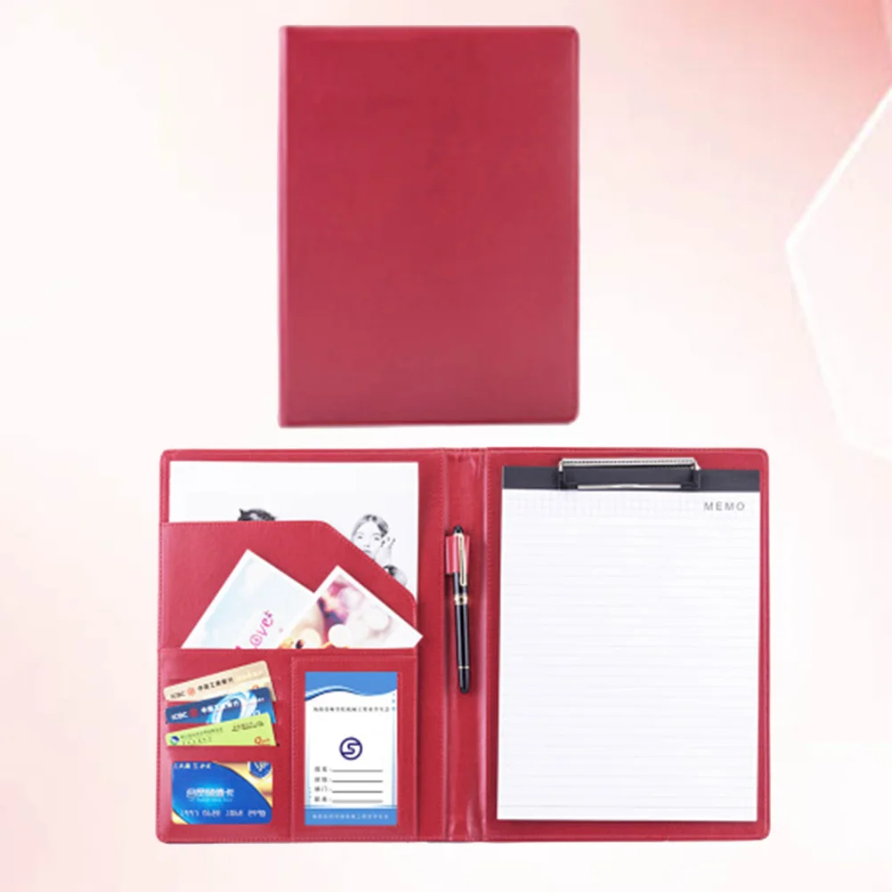 Calculator Clipboard Premium A4 Document Folder Portable File Organizer For Office School Study Supplies Red