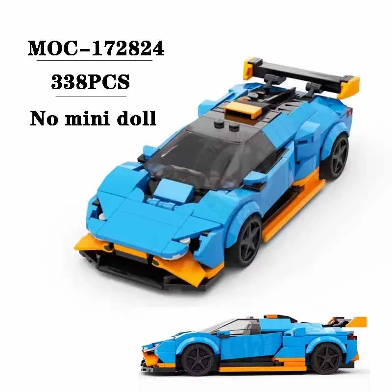 Nouveau MOC- 172824   Bloc d'assemblage pour garçons, petite voiture de sport, modèle 338 pièces, Puzzle pour garçons, jouet d'anniversaire et de noël, décoration cadeau