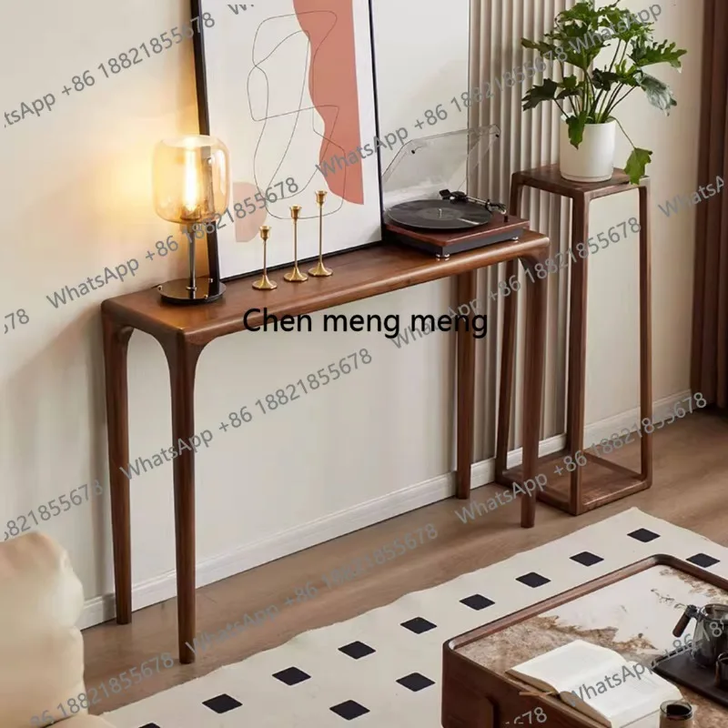Black walnut entrance table Solid wood strip case against the wall Entrance storage table, case desk long strip several tables