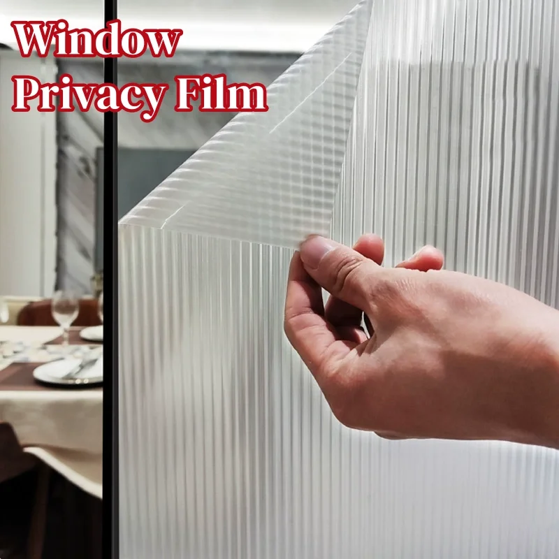 

Frosted Striped Glass Window Privacy Film Bathroom Window Decals Non Adhesive Static Cling Slightly Transparent Decorative Films