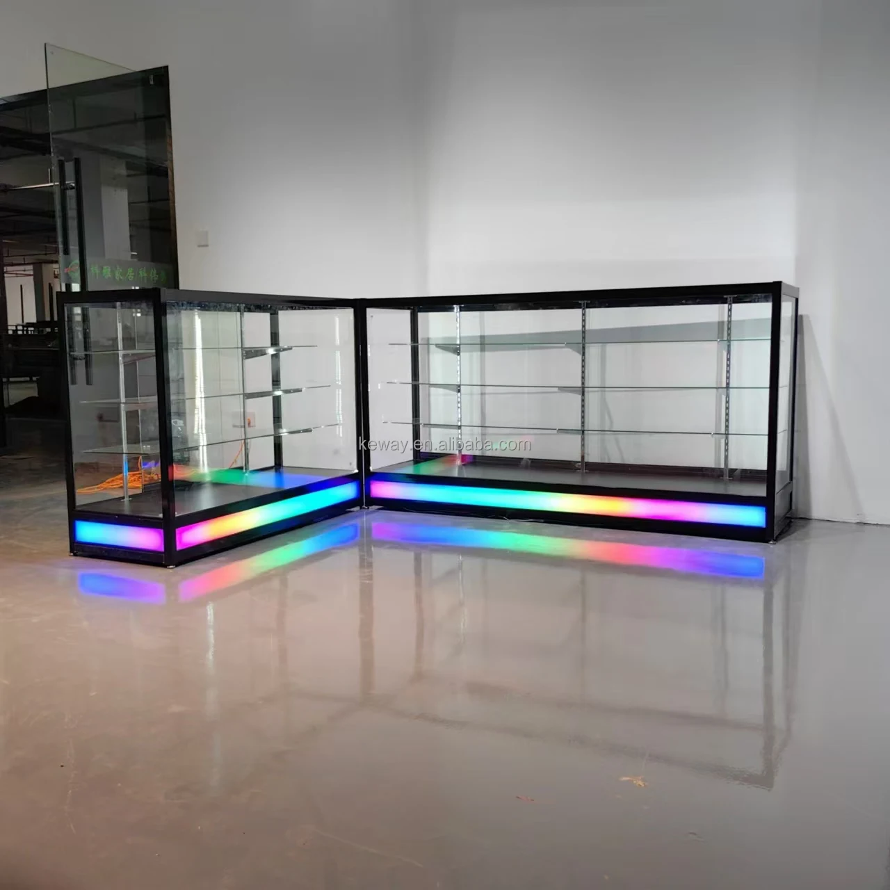 Factory Direct Custom 6ft Smoke Shop Custom showcase Tempered Glass Display Full Vision showcase with Led Lights