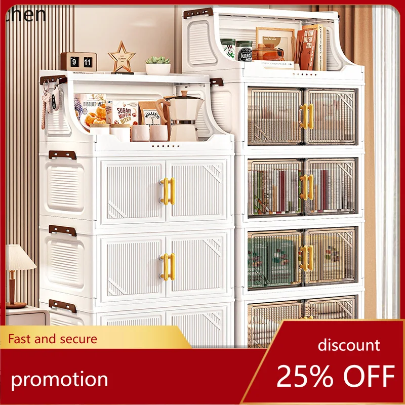

Flip-Top Transparent Storage Cabinet with Wheels - Space-Saving Kitchen Bedroom Living Room
