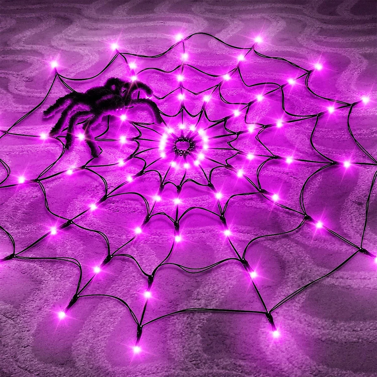 Spider Web Lights Led Halloween Decorations 2024 Haunted House Purple Light Halloween Indoor Ourdoor Garden Yard Home Supplies