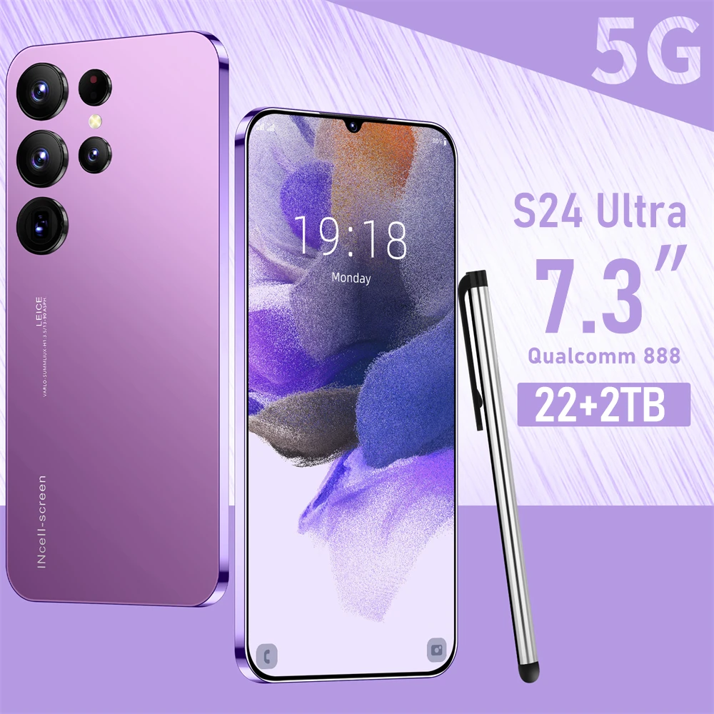 

S24 Ultra smartphone 5G Original 7.3 inch high definition 72MP 108MP Camera dual SIM 8000mAh Battery Android 14 unlocking phone