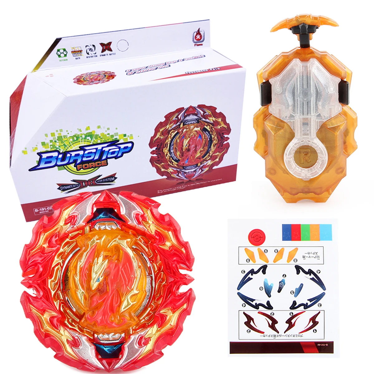 

Prominence Phoenix B-191 02 Booster Starter with B-184 LR Launcher Set Spinning Top Gyro Toy Metal Battle Game Burst Bey