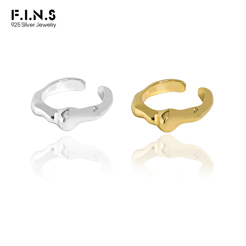 F.I.N.S Minimalist Irregular Surface Real S925 Sterling Silver Ear Clip without Pierced Stackable Catilage Earcuff Jewelry