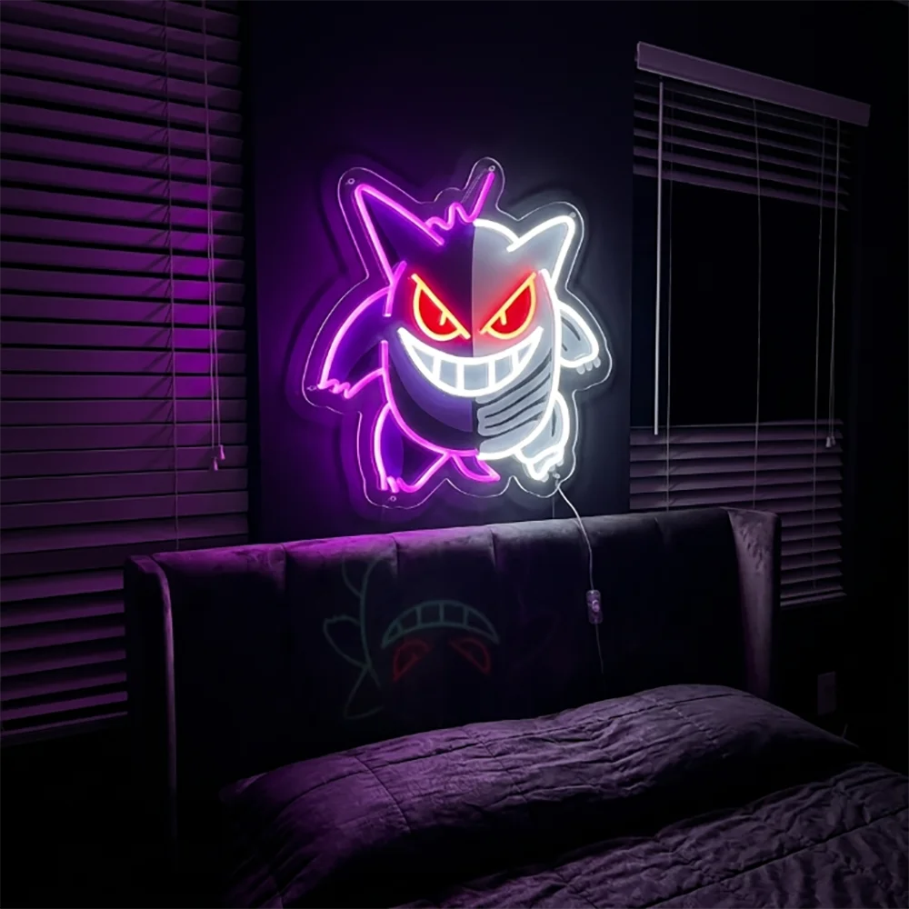 cartoon-pokemon-ghost-type-neon-sign-gengar-led-wall-art-anime-bedroom-decor-streamer-setup-kawaii-room-light