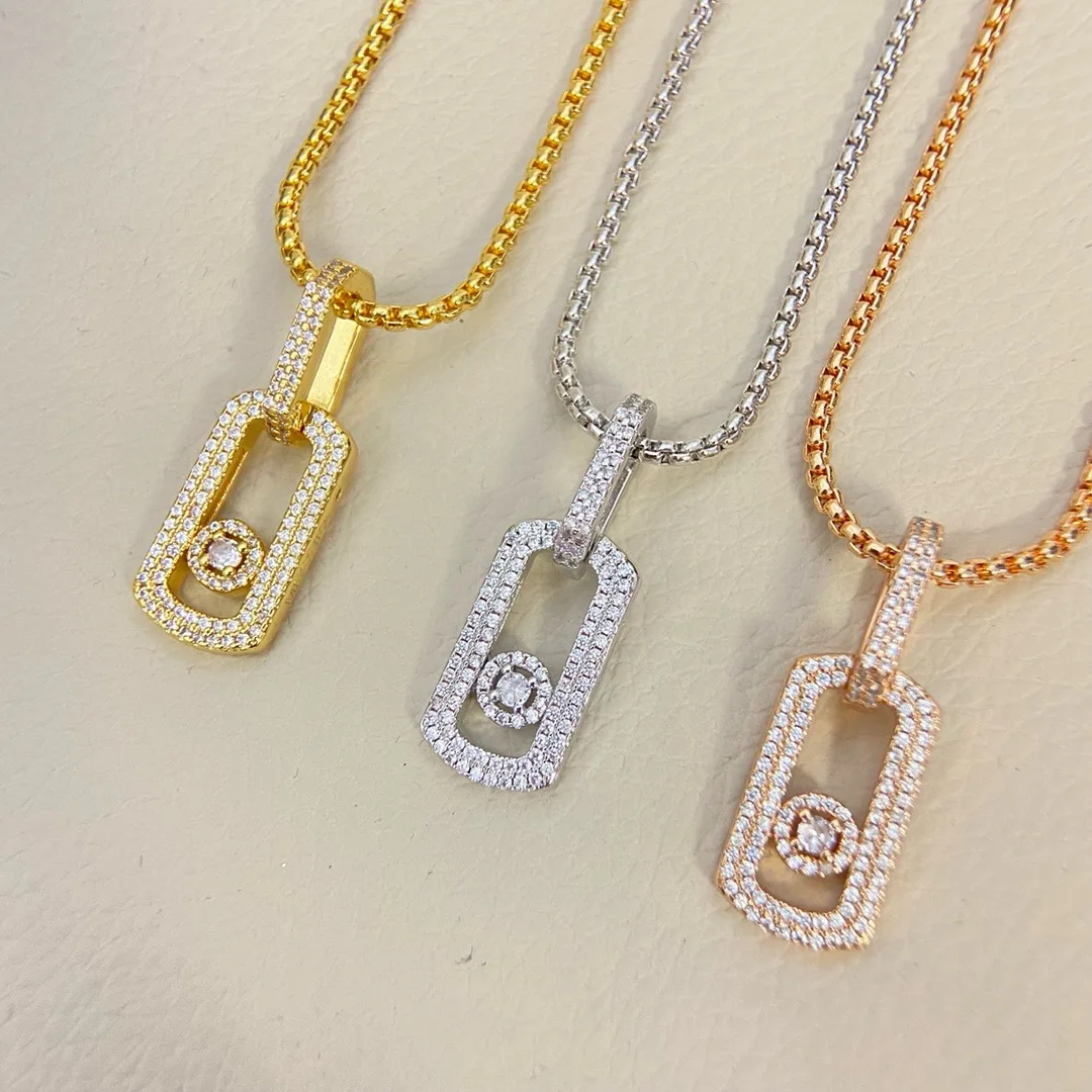 

The 2025 new high version of Meijia's new move series full-diamond pin necklace, a French style that is both men's and women's,