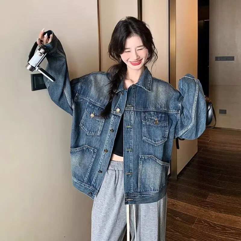 

Осенне-зимняя джинсовая куртка больших размеров 250 Pou ort Sle для женщин, уникальная куртка, верхняя одежда, очень красивый джинсовый топ