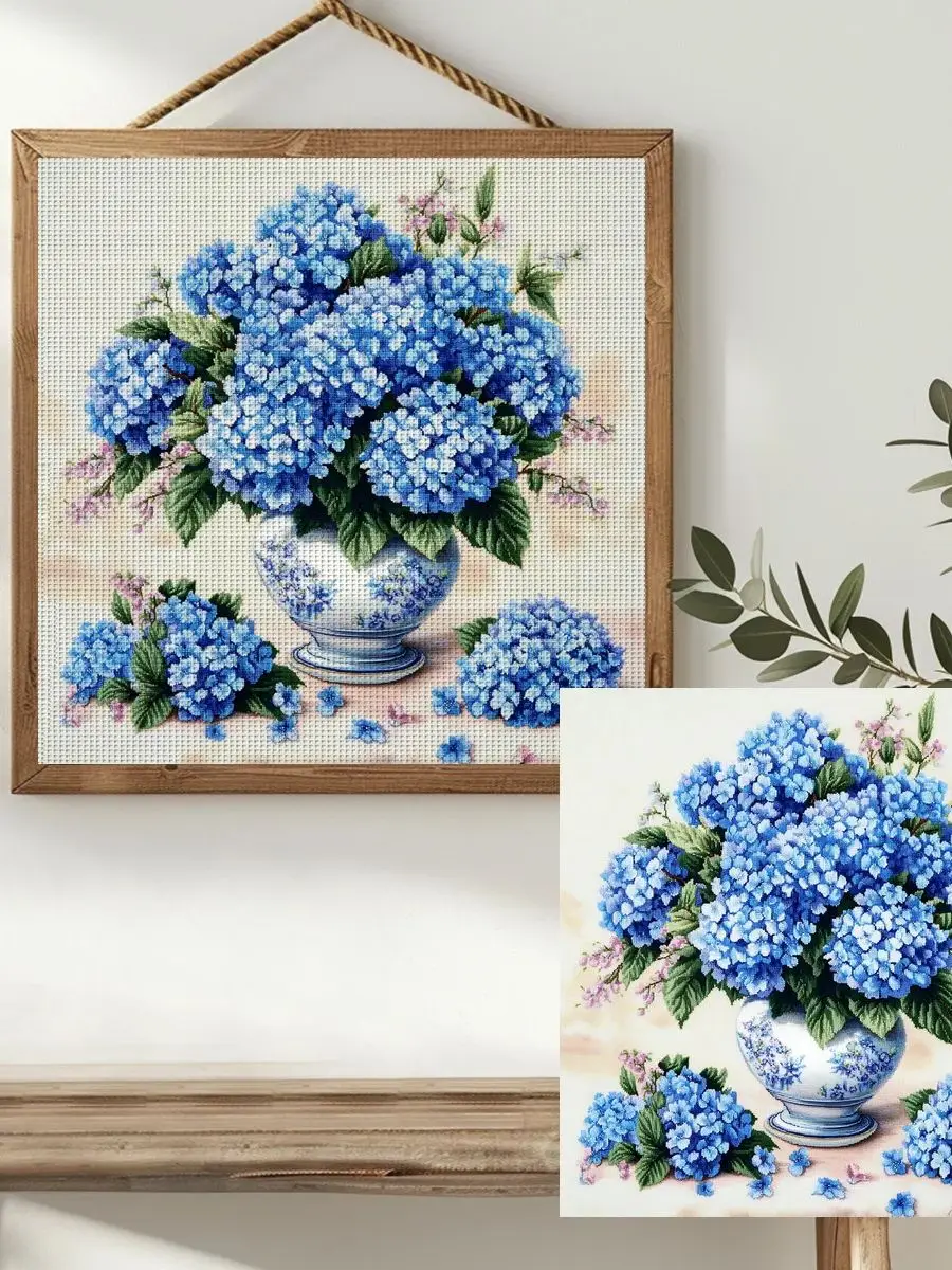 1 Stück 40X40CM/15,74 Zoll Blumen-Motiv Kreuzstich-Set DIY-Kit 11CT/14CT DIY-Stickset DIY-Kreuzstich-Set Joy Sunday – Detail 1