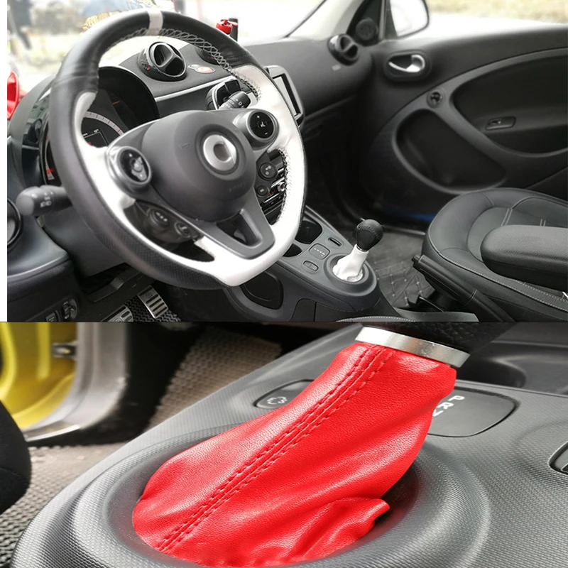 Car Leather Gear Cover Dust Jacket Decoration For Mercedes Smart 453 Fortwo Forfour Car Accessories Interior Styling Modificatio