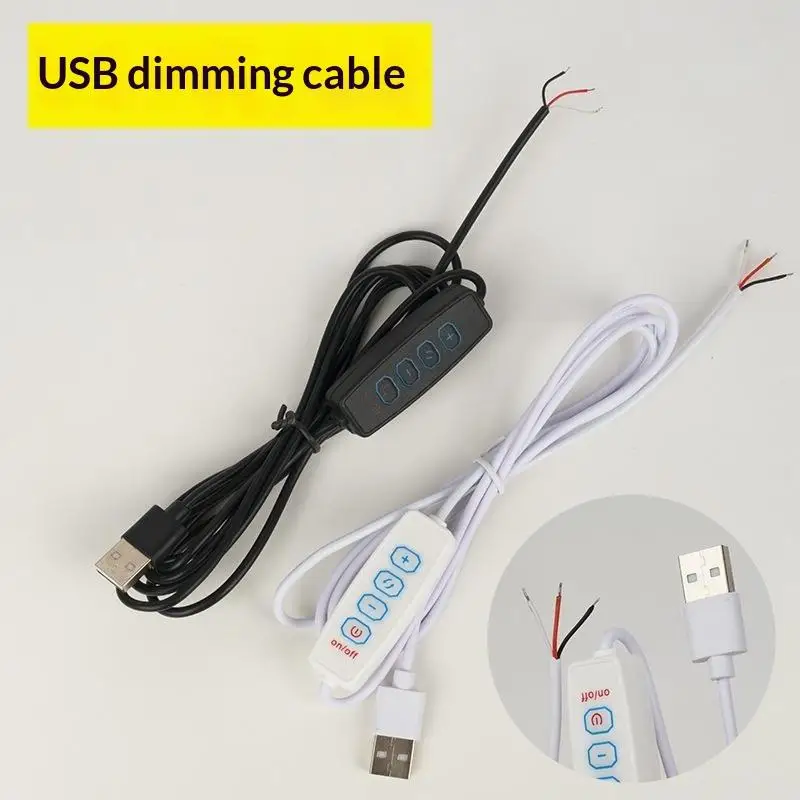 1/5Pcs 4-Key Controller 2CH USB 5V LED Tricolor Dimming Color Switch Cable Dimmer For Low Voltage LED CCT Bicolor Light