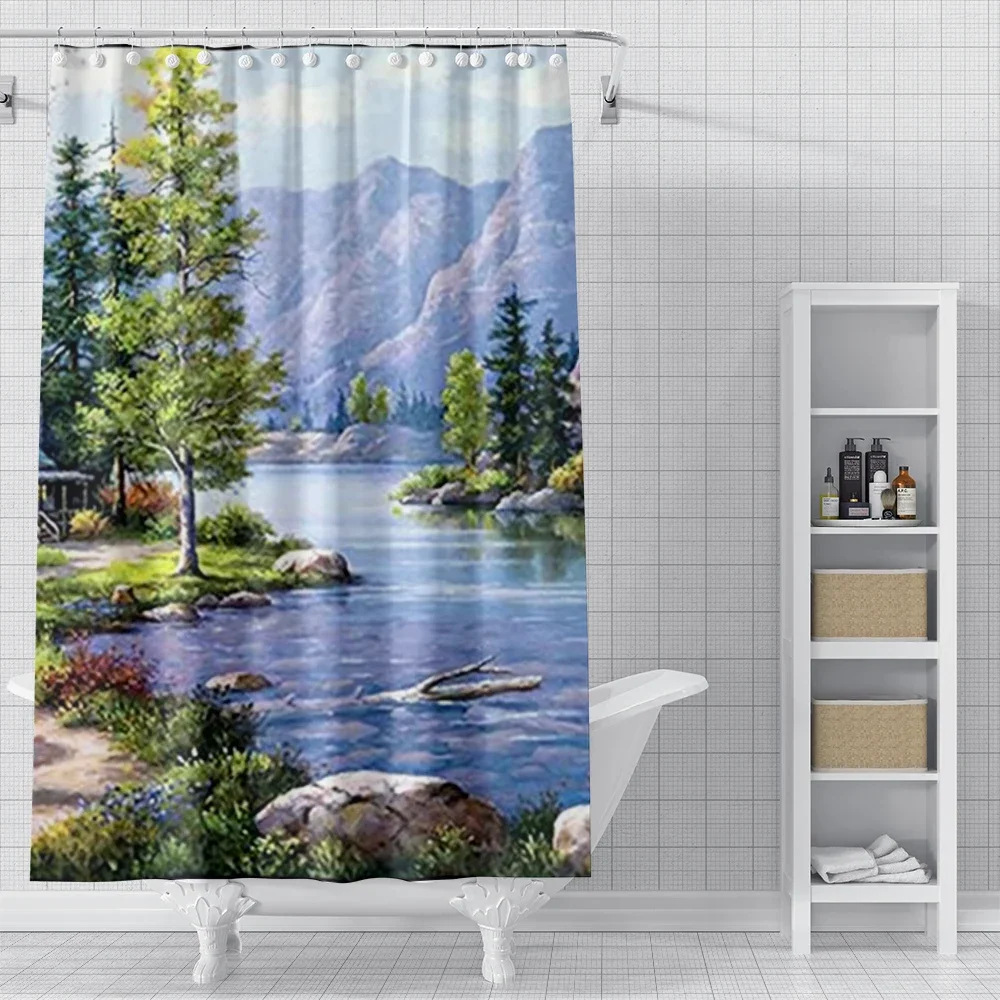 home shower curtains for bathroom Oil painting style waterproof fabric bathroom Curtains modern shower curtain 180x200 240x200