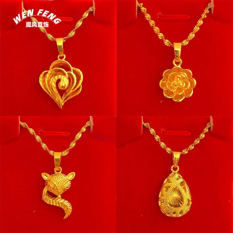 

Heart Fox Water Drop Pendant Necklace for Women Hollow Necklace Imitation Transfer Bead Imitation Pendant Imitation Jewelry Whol