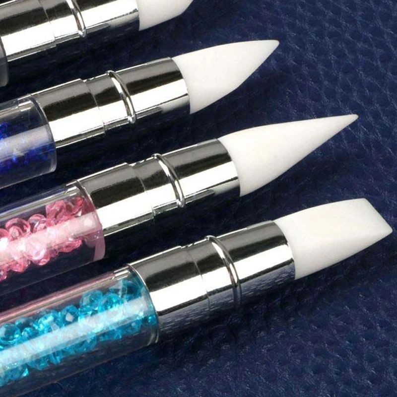 Dual-ended Nail art Silikon Skulptur Stift 3D Carving DIY Glitter Pulver Maniküre Malerei Punktierung Pinsel Nagel Tipps Tool