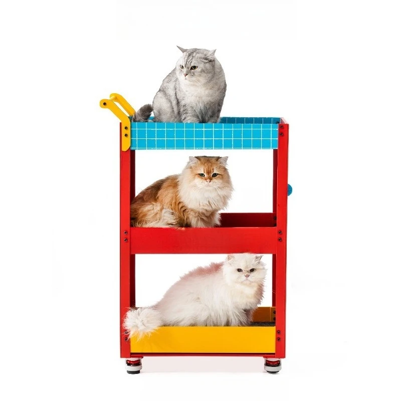 trolley three-layer movable cat litter multi-function