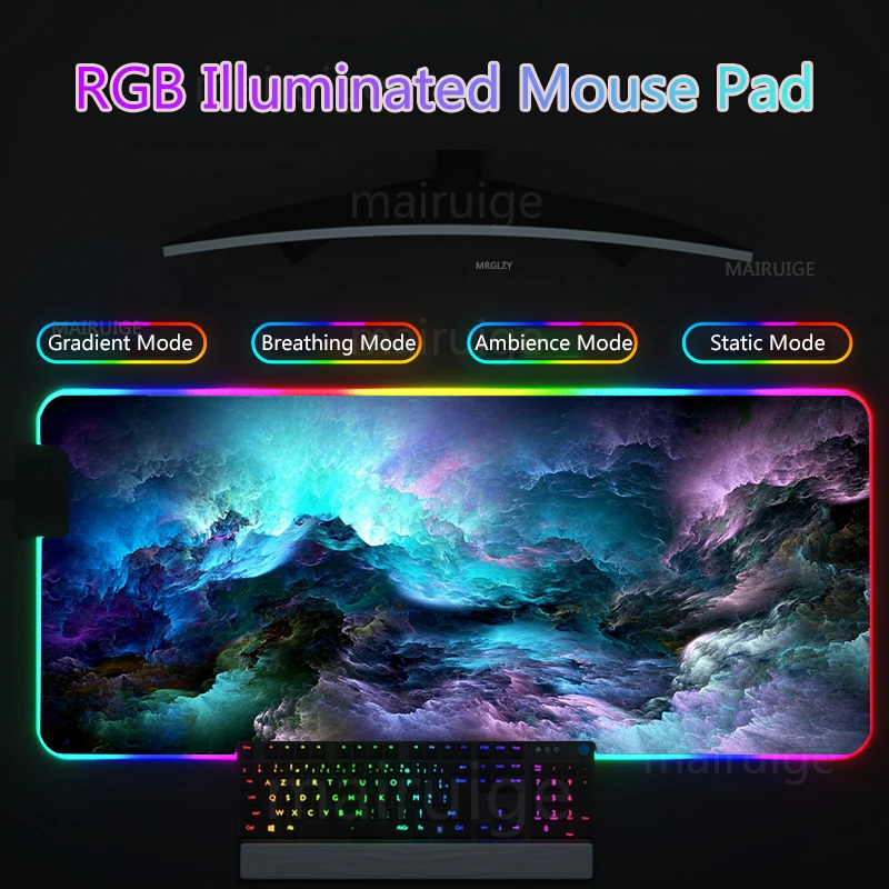 

Starry Sky RGB Mouse Pad Space Large Gaming Mousepad LED Mouse Mat Carpets Colorful Clouds Gamer Mousemats Table Pads PC Desk