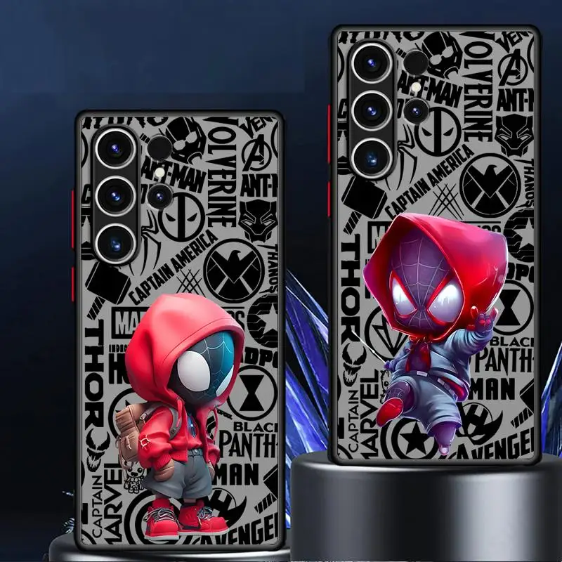 Funda de teléfono mate para Samsung Galaxy S24, S23, S22, S21, S20 FE Ultra, S10 plus, Note 20Ultra, Marvel, Deadpool, Spiderman Boy Cover