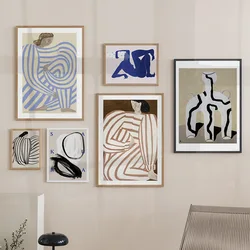 Abstract Stripe Girl Line Minimalist Wall Art Canvas Painting Nordic Posters And Prints Wall Picture For Living Room Home Decor