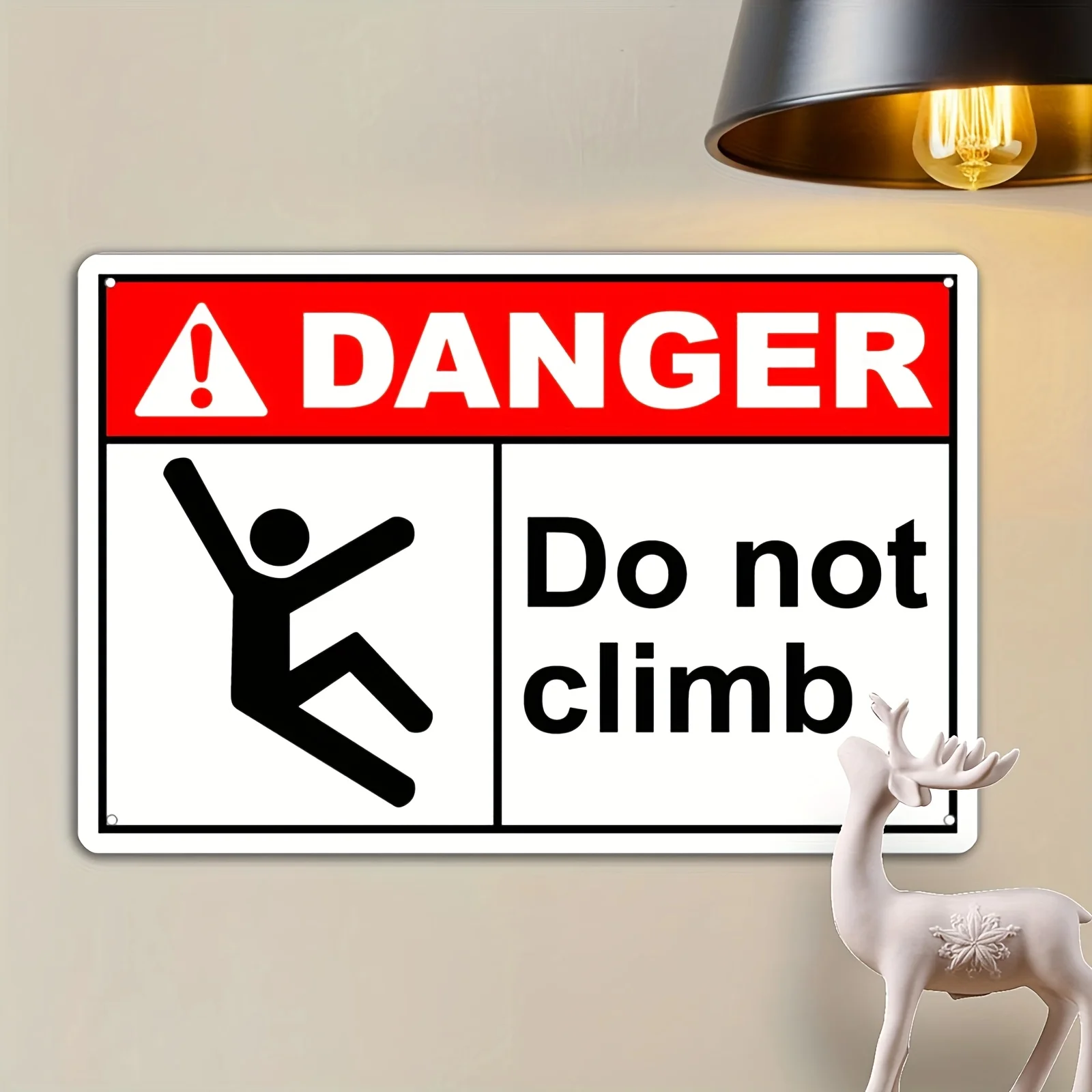 2D Metal Sign Osha Ansi Danger Do Not Climb Placard 20X30cm 8X12In Traditional Iron Wall Decor Unframed Safety Sign for Home Gar