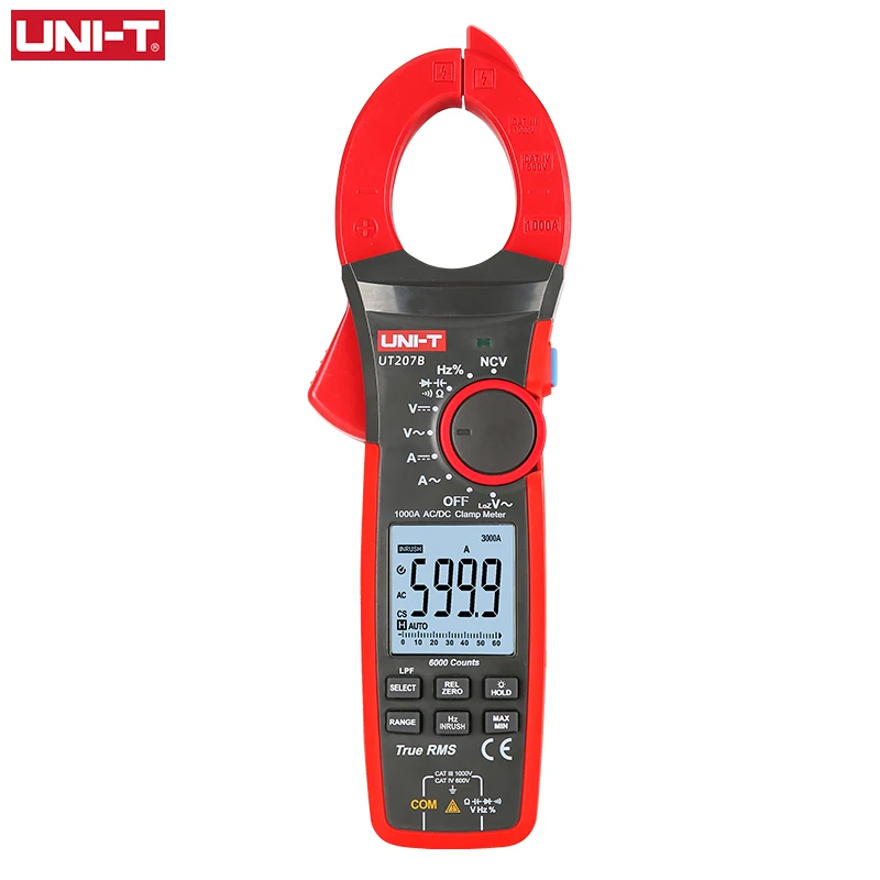 

UNI-T True RMS Digital Clamp Meter AC DC Current 1000A 1000V UT207B UT208B LPF 6000 Count Backlight Flashlight Multimetro Tester