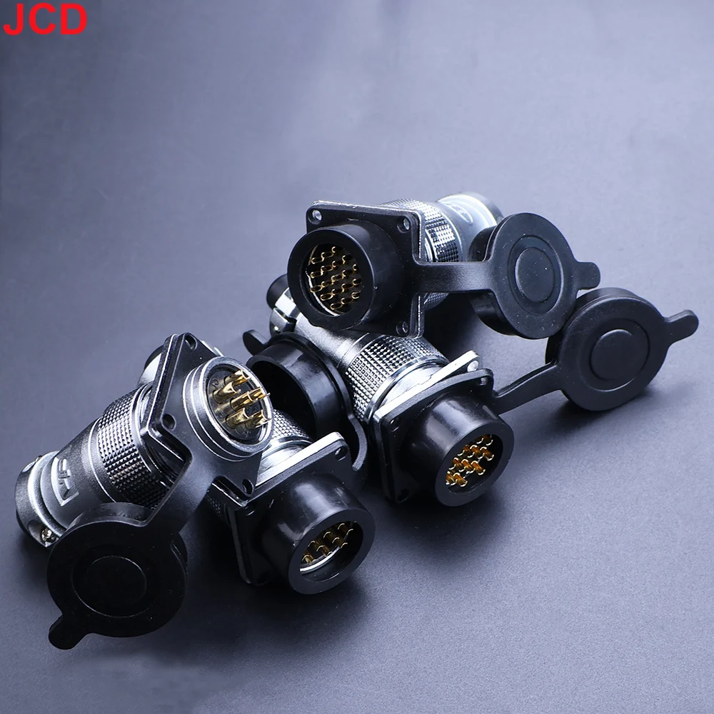 JCD 1pc P24 Aviation Plug Socket PLS24 6-pin 10 pin 12 pin 19P Male And Female Plug Docking Square Flange Industrial Connector