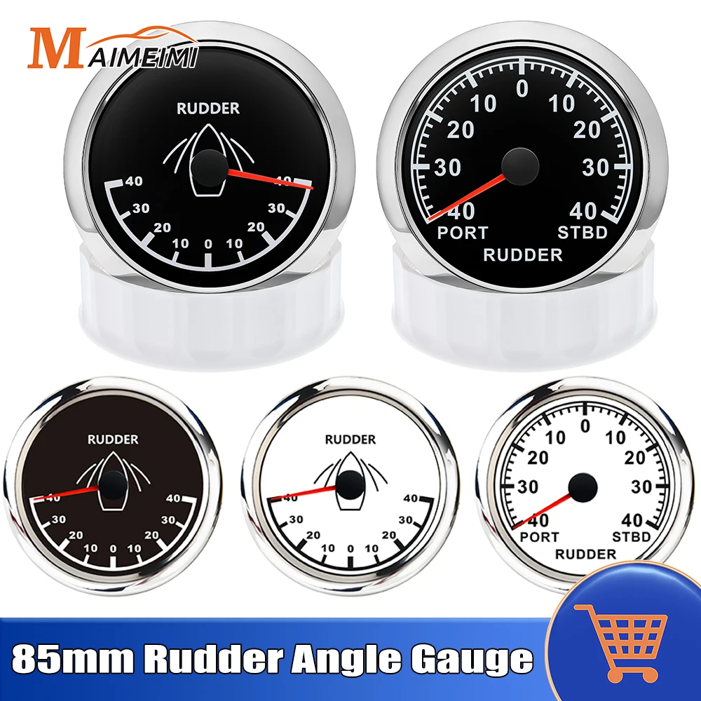 

85mm 0-190ohm Rudder Angle Gauge For Boat Marine Rudder Angle Indicator Sensor With Red LED Backlight For 12V 24V Boat Yacht